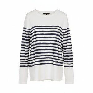 Vince Blue & White Striped Crew Neck Tee - Size S, Long Sleeve, French Girl